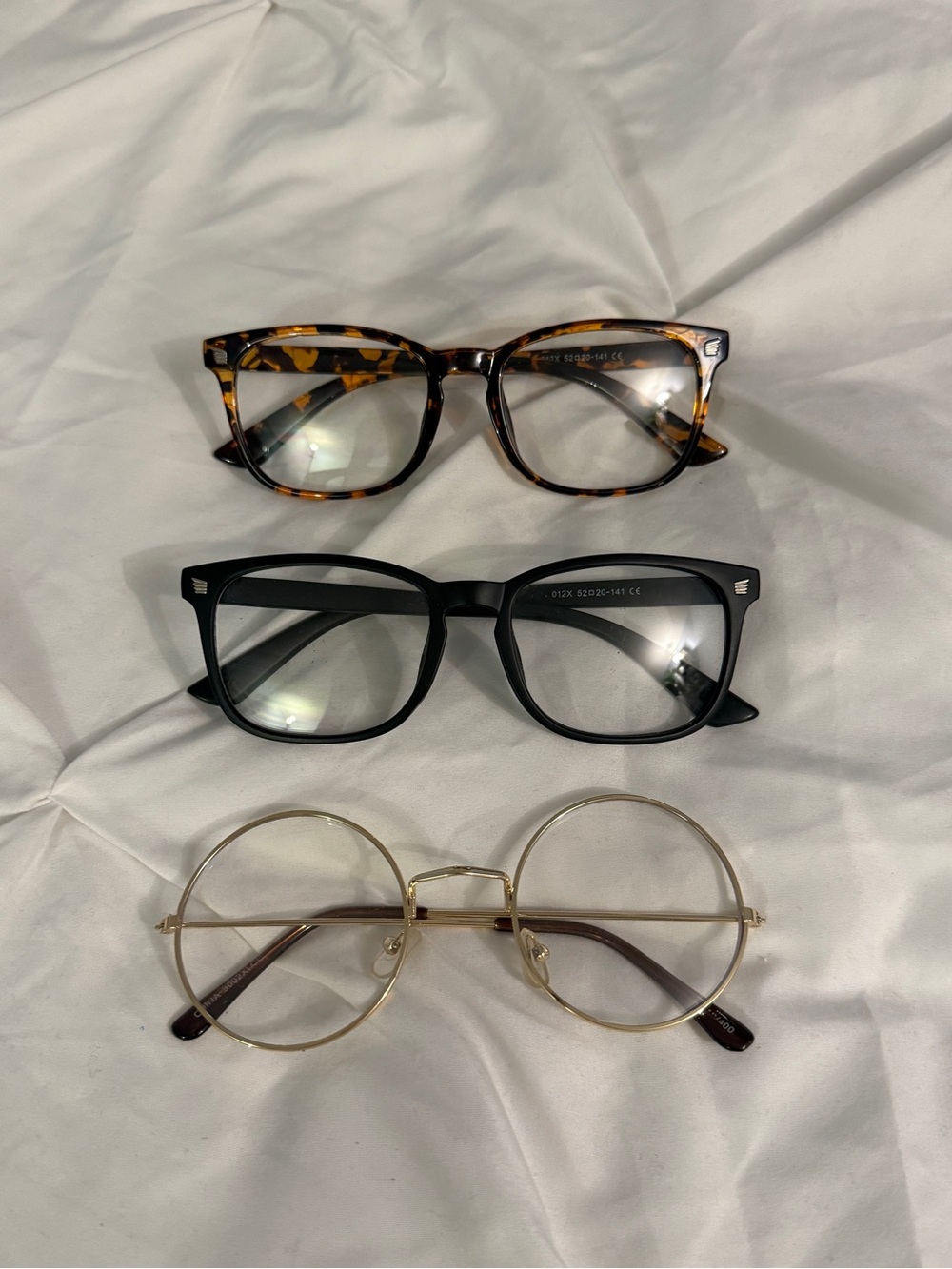 3 Piece Clear Glasses Unbranded Tortoiseshell Black and Gold Fashion Eyewear Set